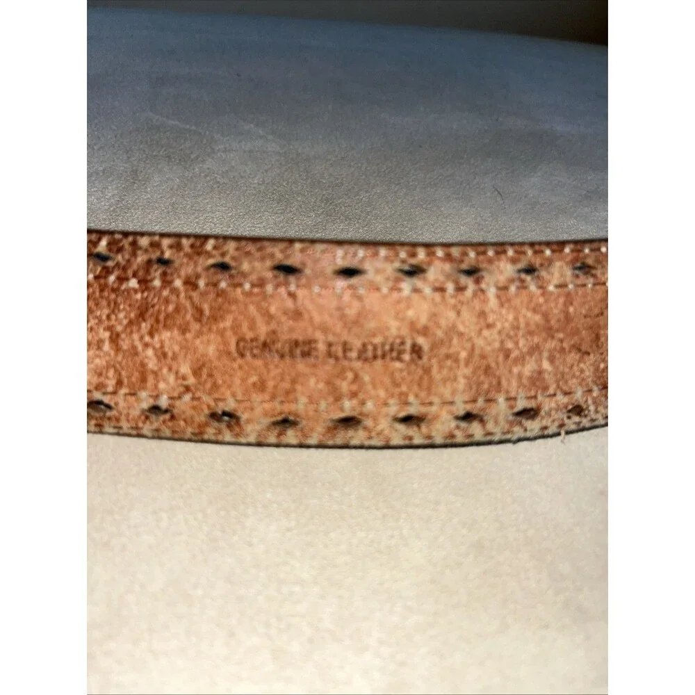 Lauren Ralph Lauren Tooled Brown Leather Belt Flower Pattern Women SZ‎ L 9101304